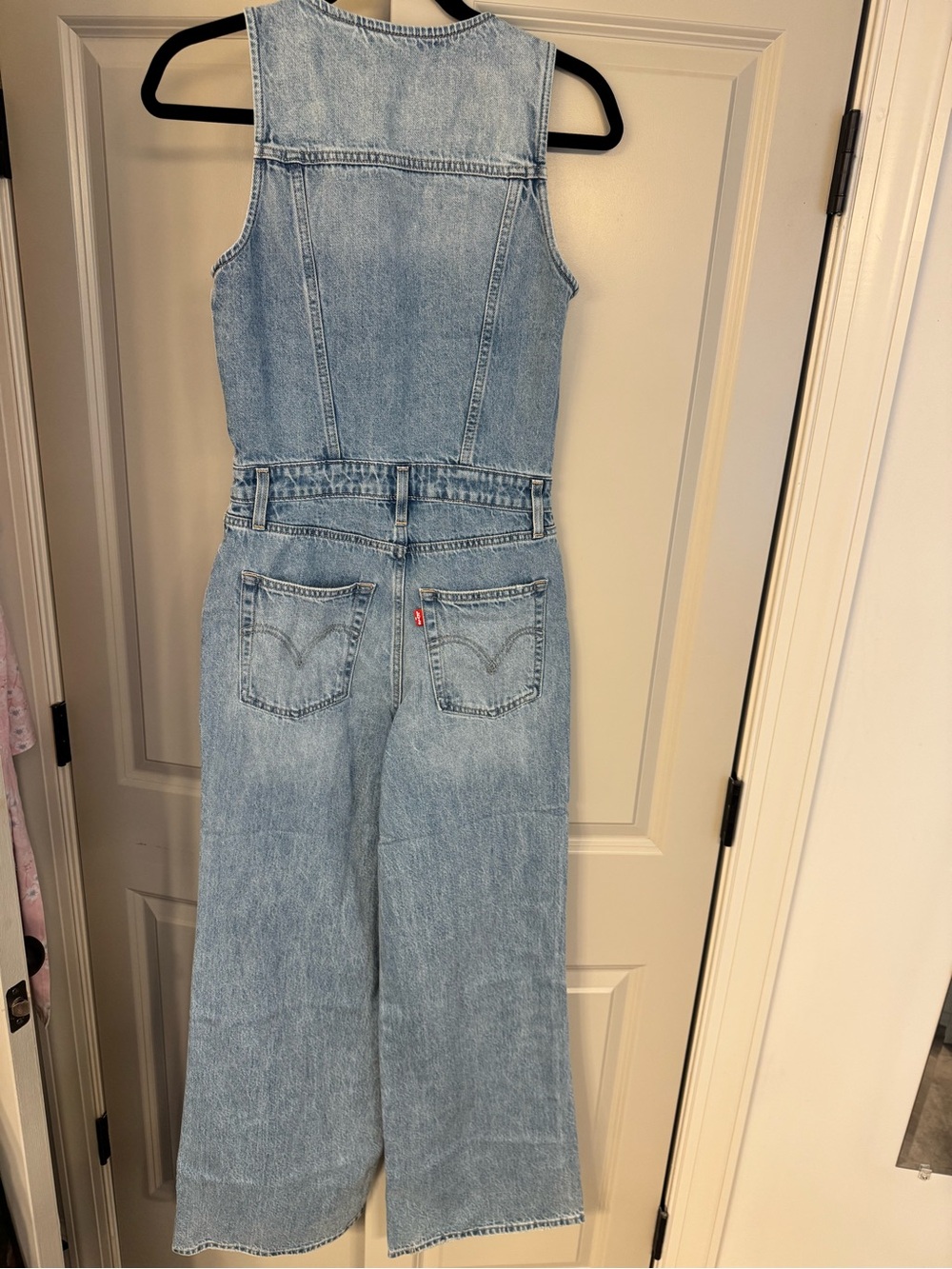 Levi's Light Blue Denim Button-Front Sleeveless Jumpsuit - Picture 7 of 12